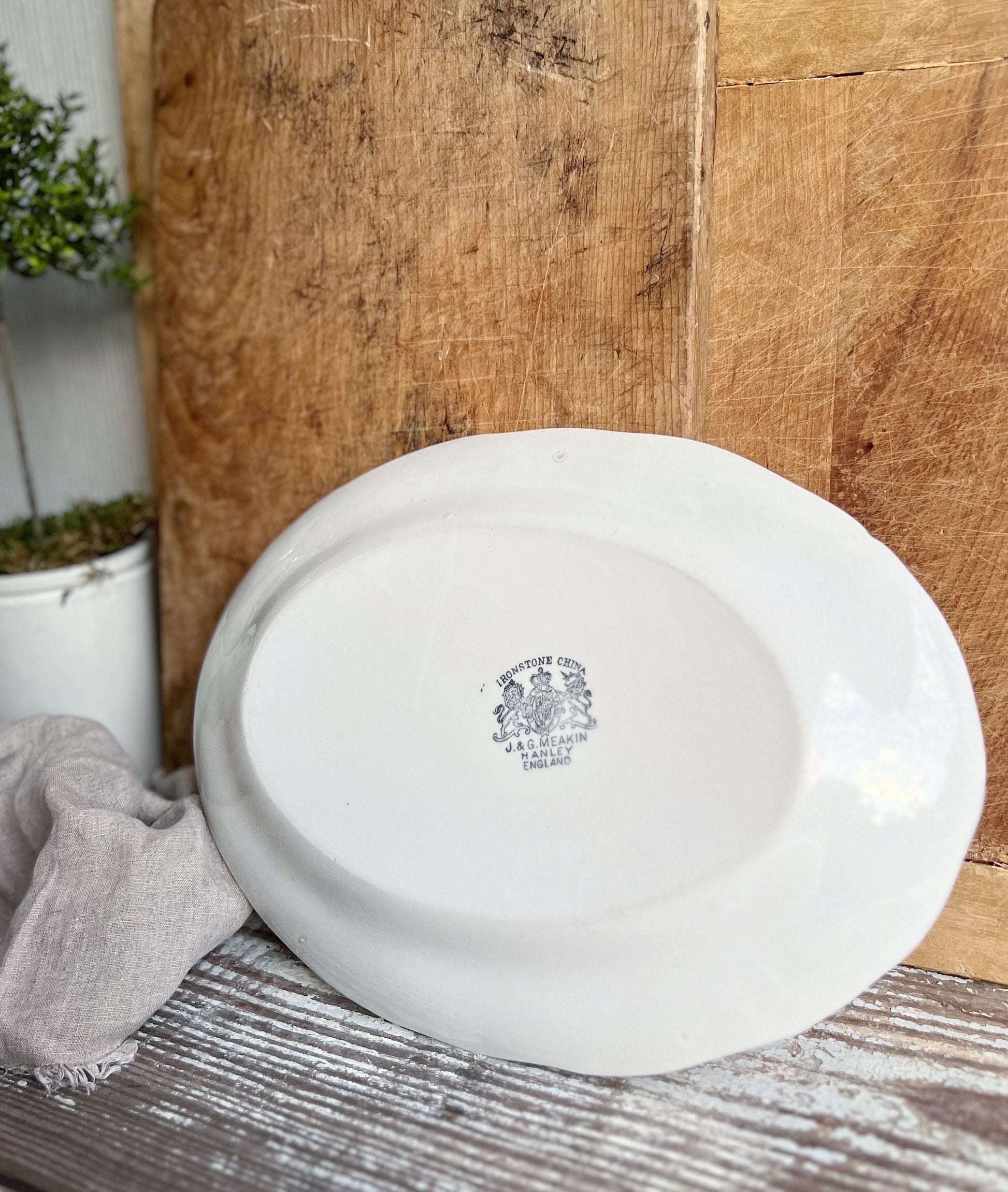 Antique White Ironstone Platter Chunky Thick Crazed Dish Farmhouse Decor MEAKIN HANLEY