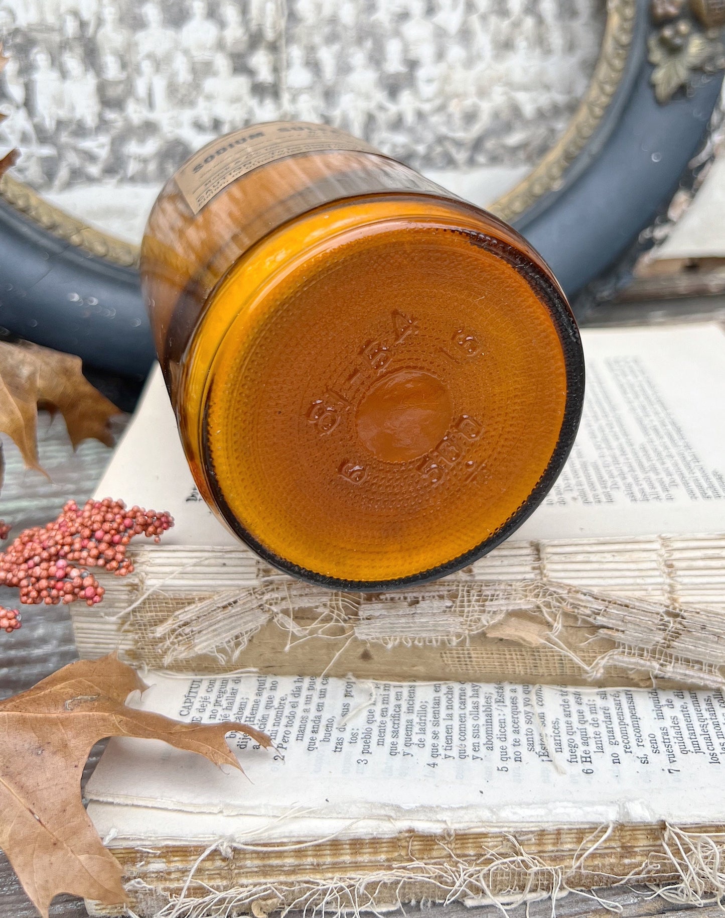 Antique Apothecary Amber Brown Glass Bottle 1 lb. MERCK Pharmacy SODIUM SULFATE Industrial Decor Industrial Salvage