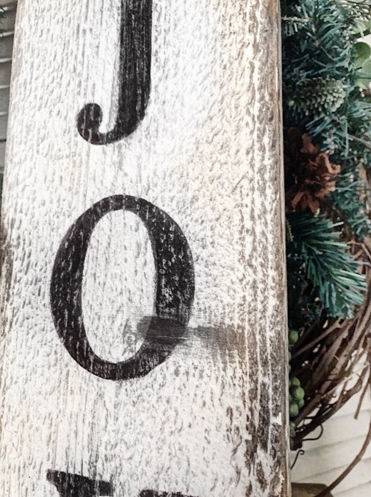 JOY Christmas Farmhouse Sign Painted Salvage Barn Wood Reclaimed Primitive White Chippy Paint Architectural Farmhouse Decor