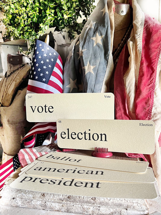 VOTE ELECTION Flash Cards LARGE Vintage Inspired Word Flashcard Set Of 8 American Farmhouse
