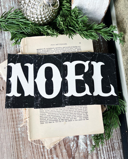 CHRISTMAS BLACK Letter Card Sign NOEL Set Farmhouse Decor Cardstock Vintage Style Church Gothic