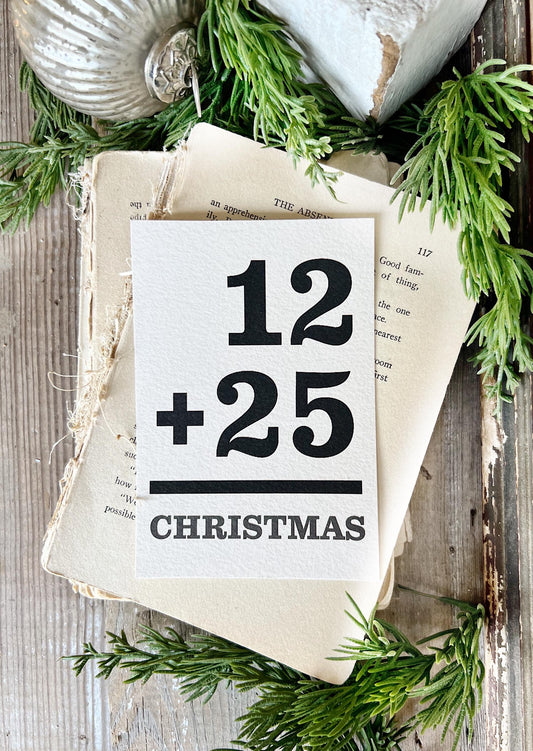 CHRISTMAS 12 + 25 Flash Card Number Vintage Farmhouse Decor Holiday Flashcard