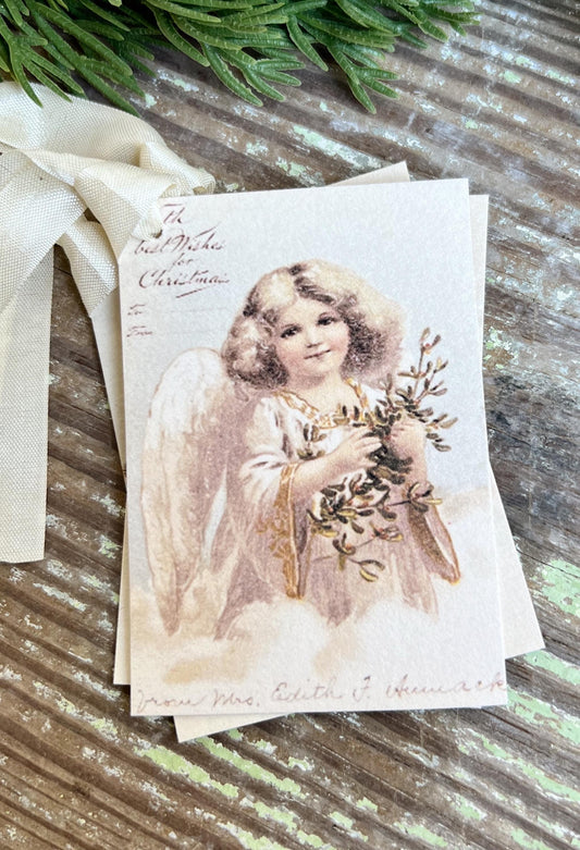 ANGEL Girl Tree Christmas Gift Tags Vintage Farmhouse Decor Card French Shabby Gift Wrap Christmas Tree Ornament