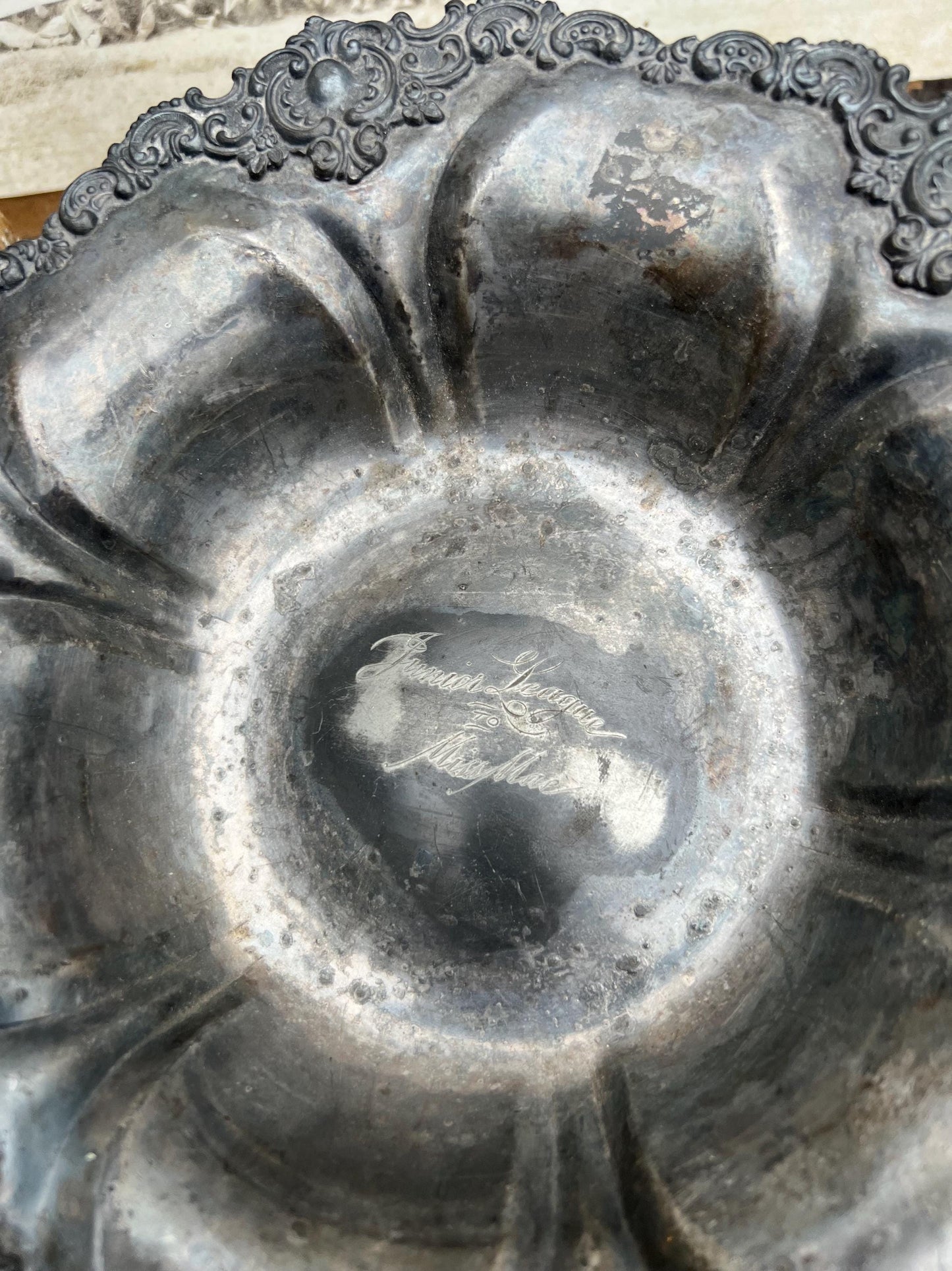 Antique Quadruple Plate Silver Serving Compote Bowl Tray French Farmhouse Decor TROPHY