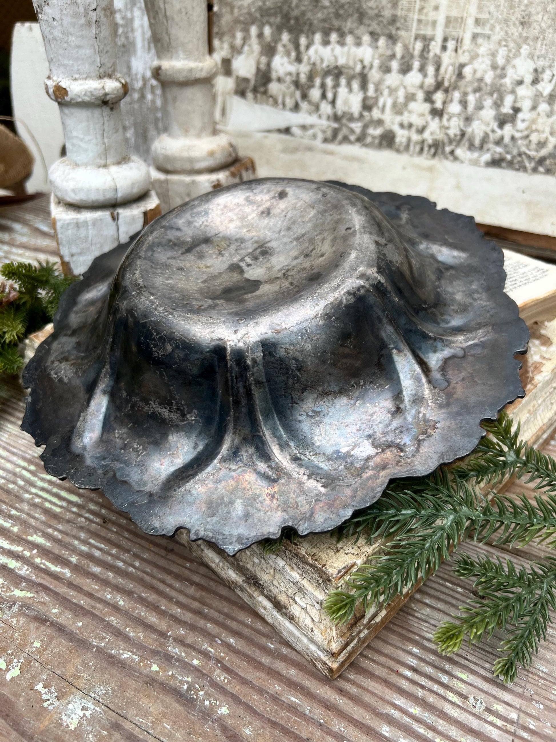 Antique Quadruple Plate Silver Serving Compote Bowl Tray French Farmhouse Decor TROPHY