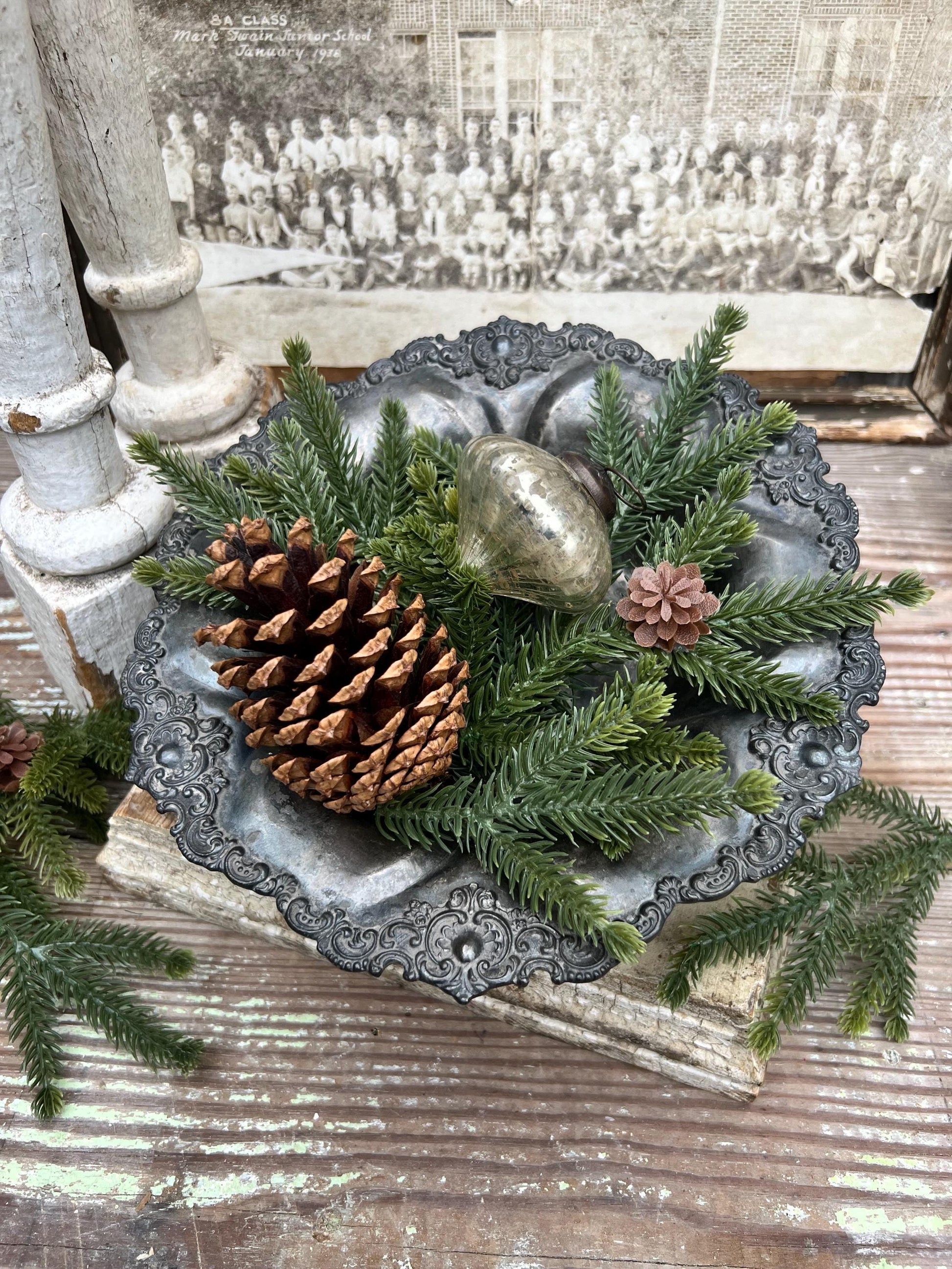 Antique Quadruple Plate Silver Serving Compote Bowl Tray French Farmhouse Decor TROPHY