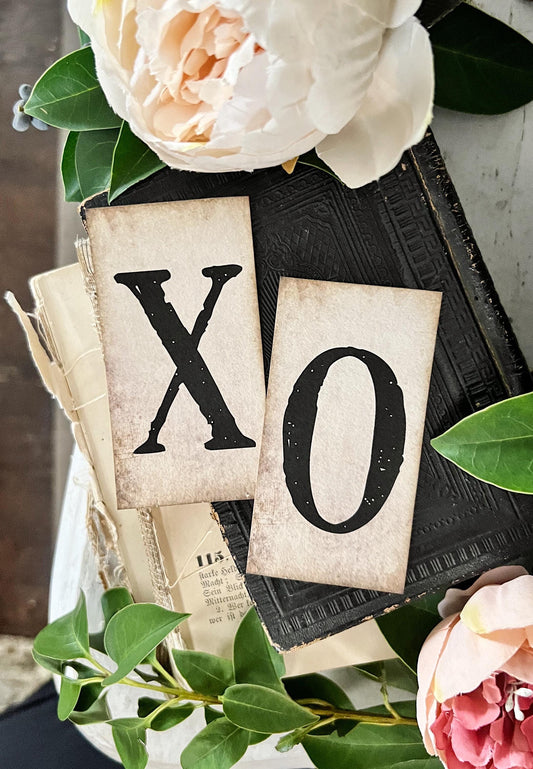 VALENTINE XO Letter Card Set Farmhouse Decor Church Board Hymn