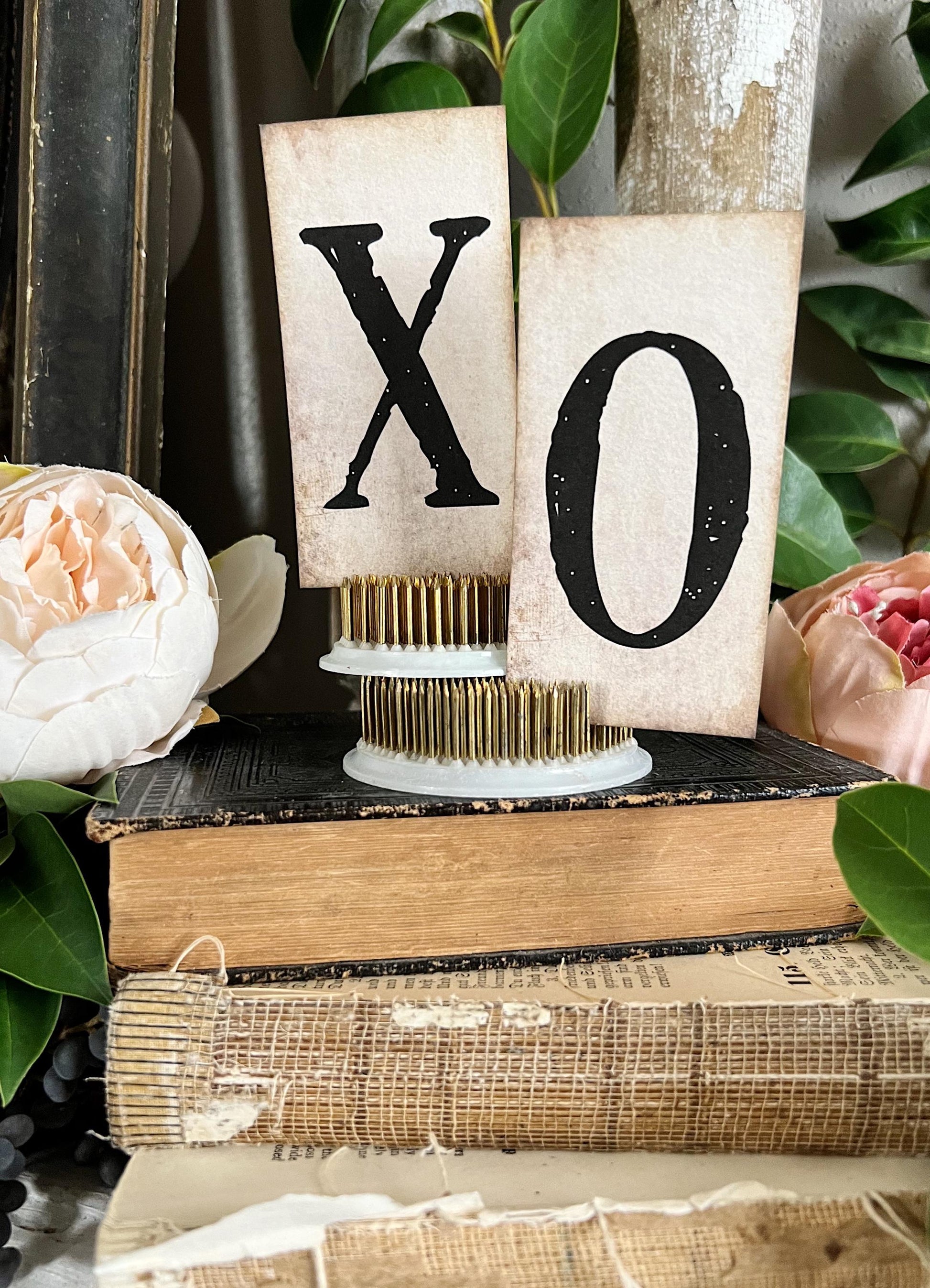 VALENTINE XO Letter Card Set Farmhouse Decor Church Board Hymn