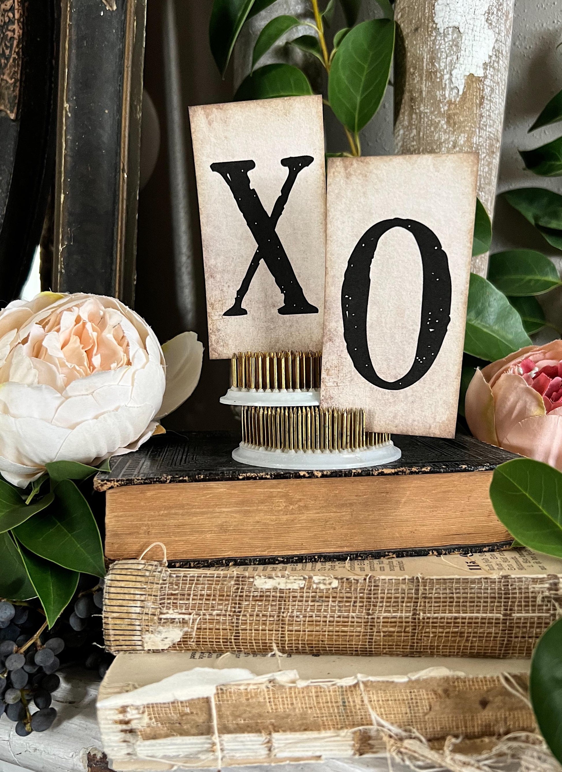 VALENTINE XO Letter Card Set Farmhouse Decor Church Board Hymn