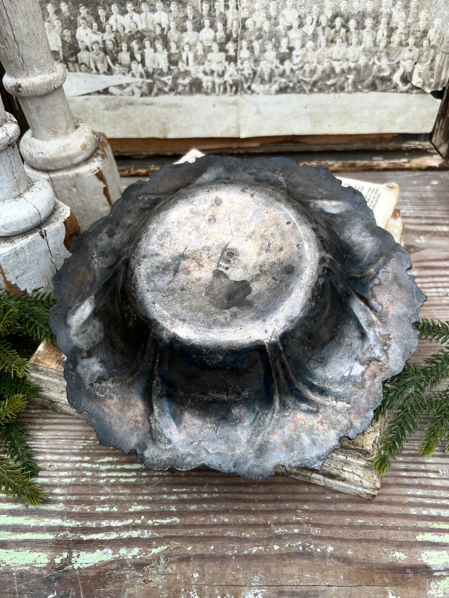 Antique Quadruple Plate Silver Serving Compote Bowl Tray French Farmhouse Decor TROPHY