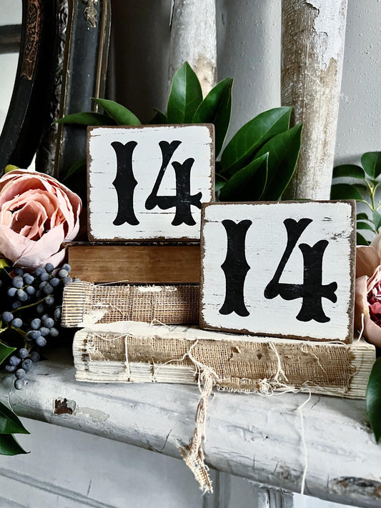 VALENTINE 14 Sign Tile Vintage Salvage Barn Wood Reclaimed White Chippy Paint Farmhouse Decor Architectural House Number FEBRUARY French