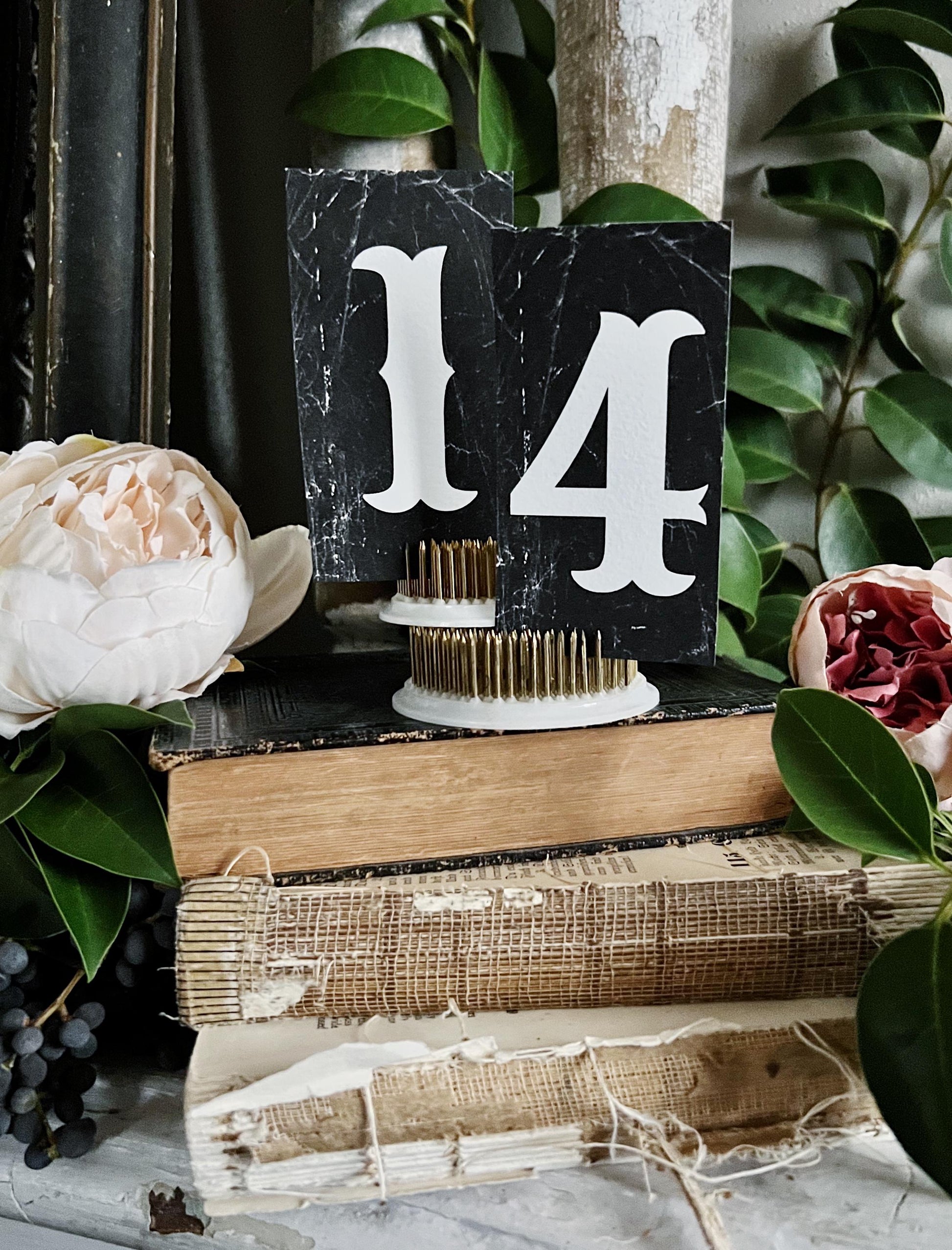 VALENTINE 14 NUMBER Cards BLACK Card Sign Set Farmhouse Decor Cardstock Vintage Style Church Gothic