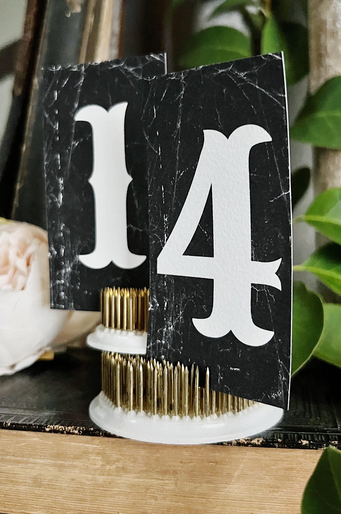 VALENTINE 14 NUMBER Cards BLACK Card Sign Set Farmhouse Decor Cardstock Vintage Style Church Gothic