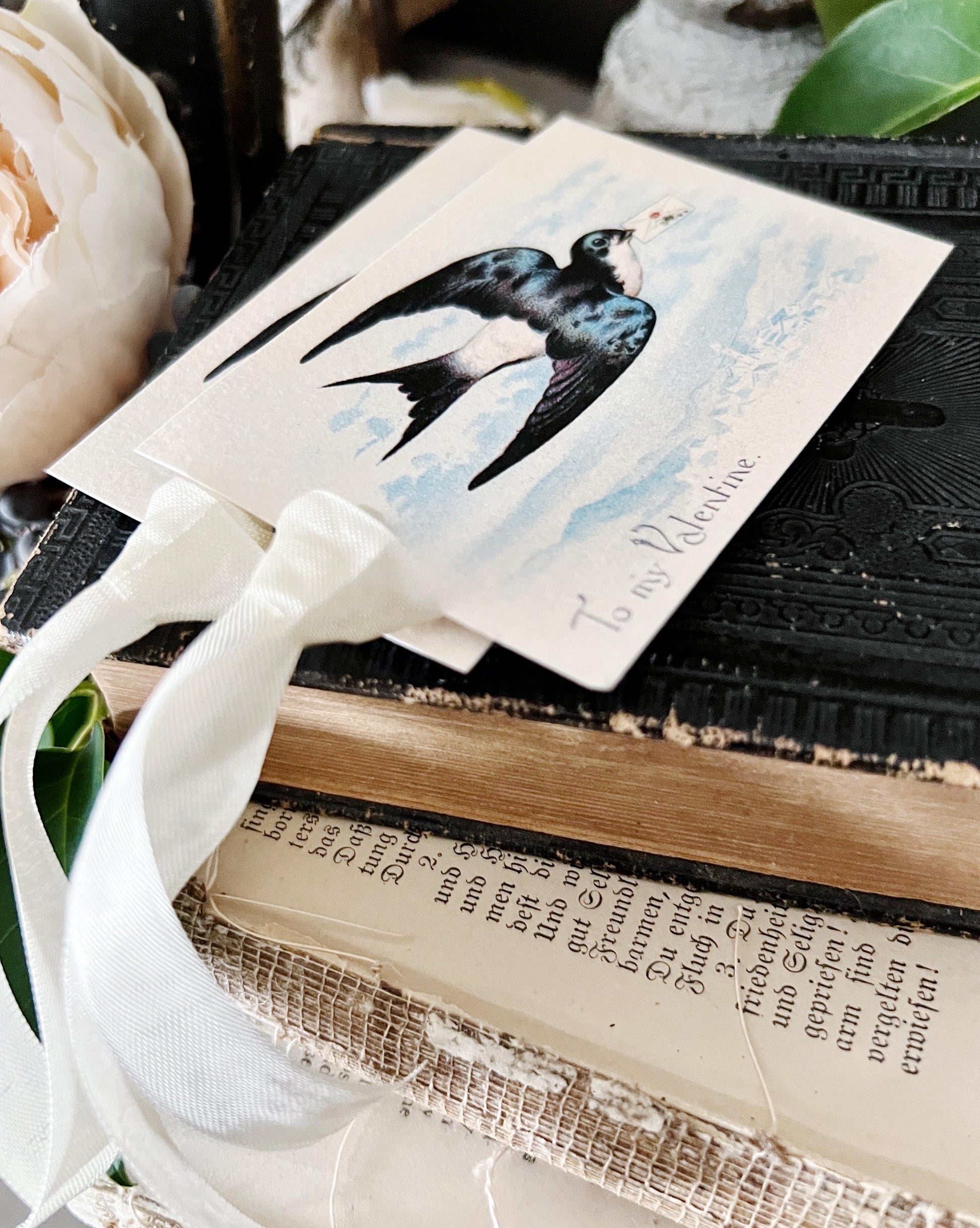 Valentine Vintage Gift Tags SPARROW Farmhouse Decor Card Shabby