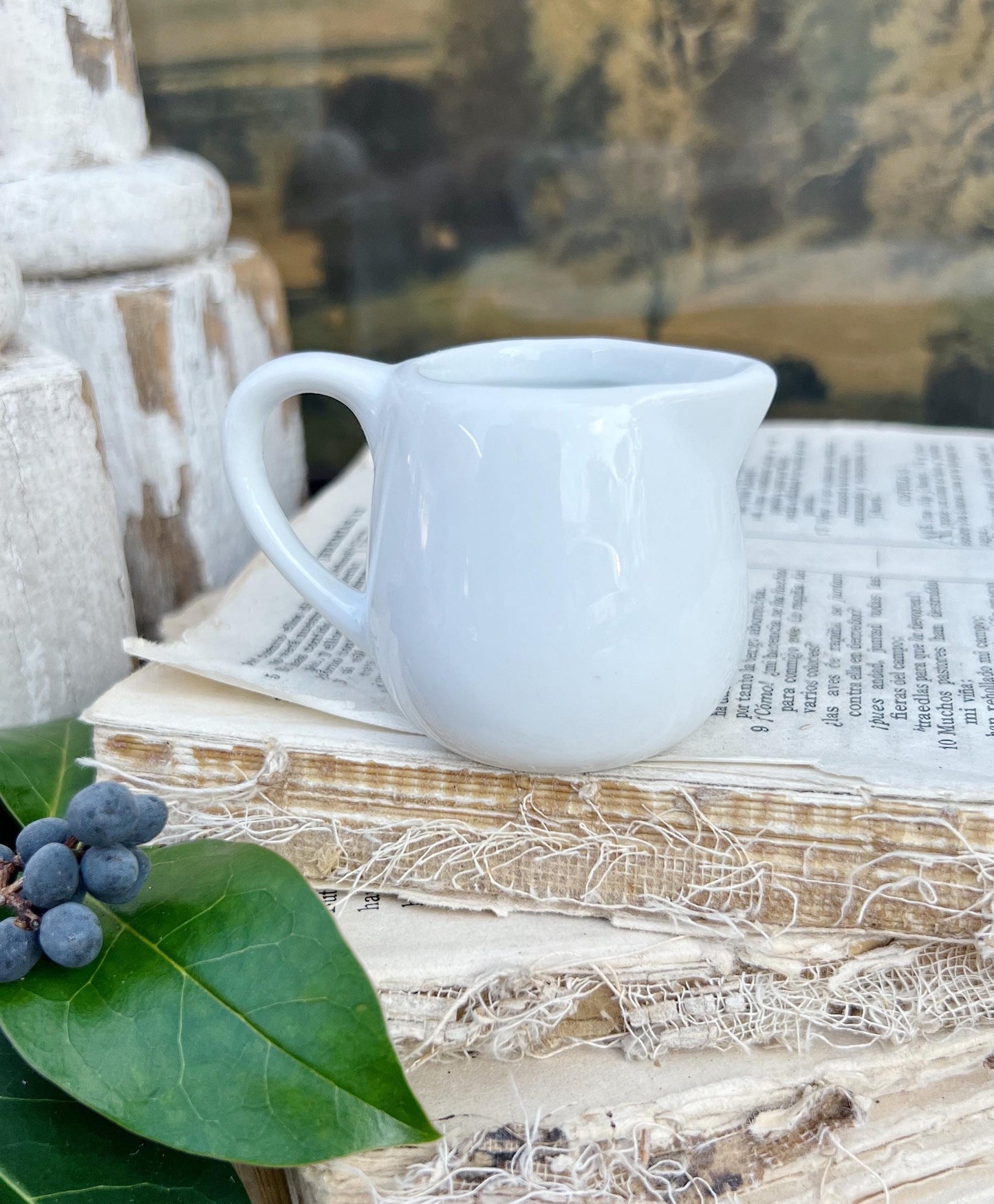 Vintage White Ironstone Creamer Pitcher Farmhouse Decor Restaurant China