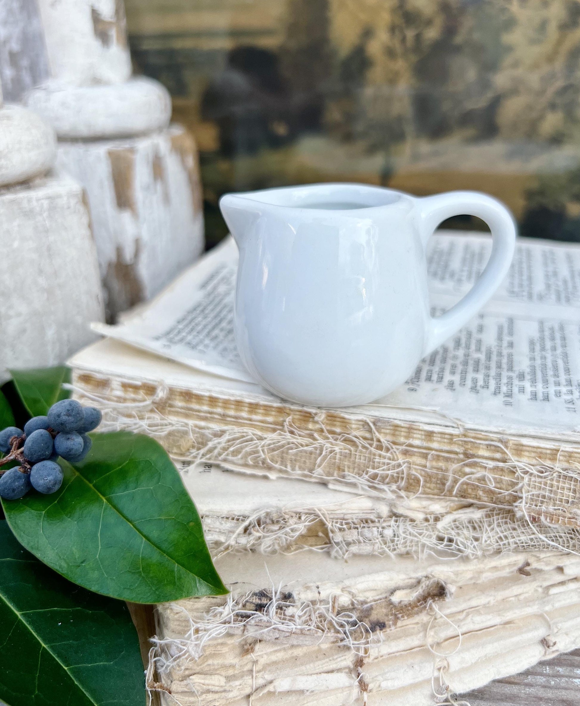 Vintage White Ironstone Creamer Pitcher Farmhouse Decor Restaurantware China