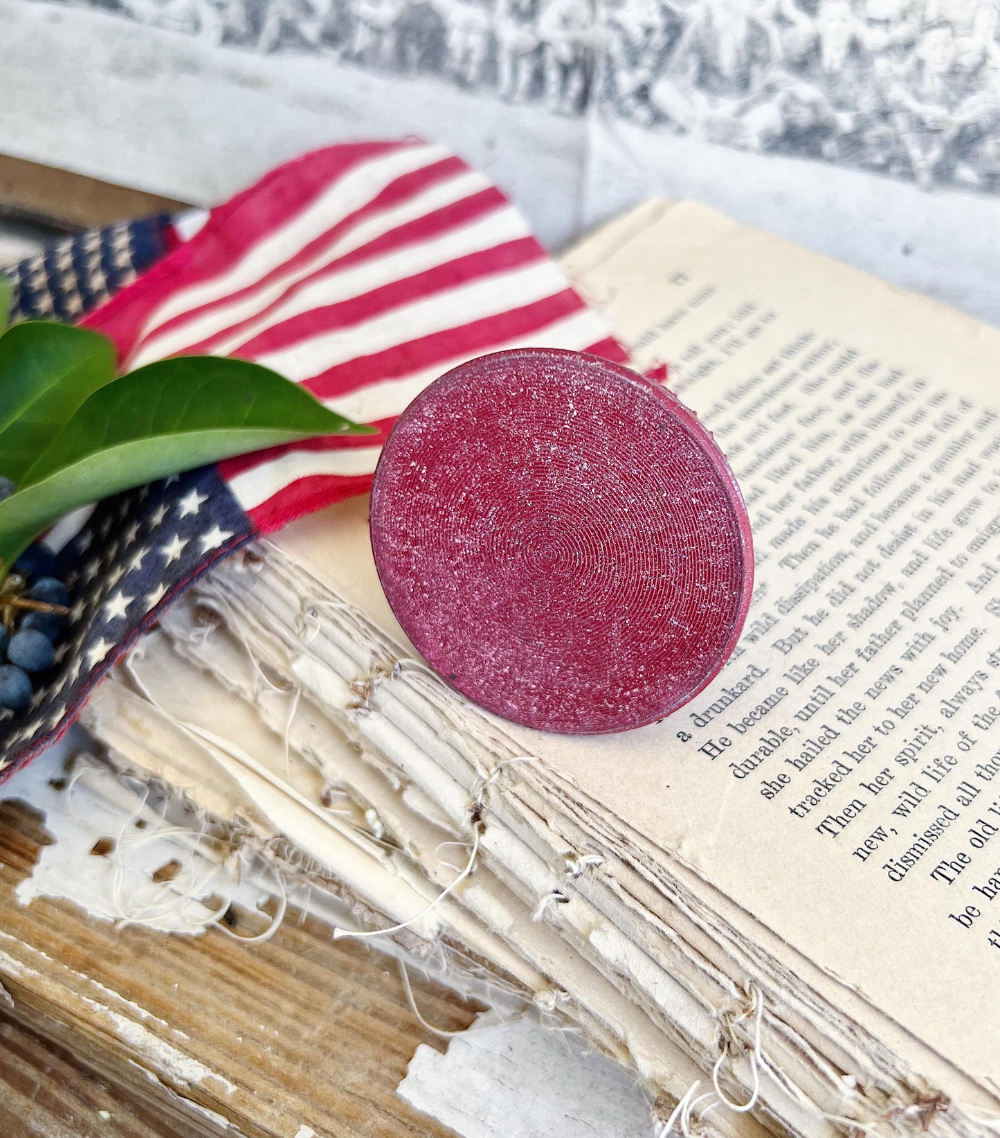 Vintage RED Metal Floral Frog Round Antique Flower Garden Display Farmhouse Decor Style Industrial Salvage AMERICANA USA