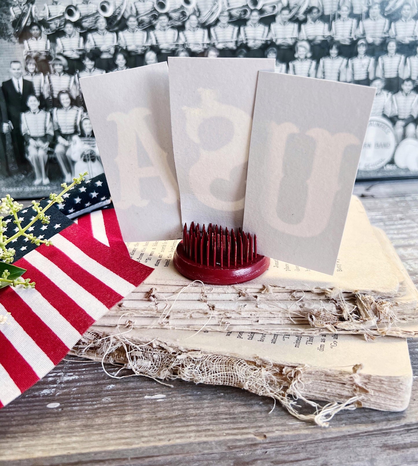 USA Letters BLACK Card Sign Set Farmhouse Decor Cardstock Vintage Style Church Gothic Patriotic Americana
