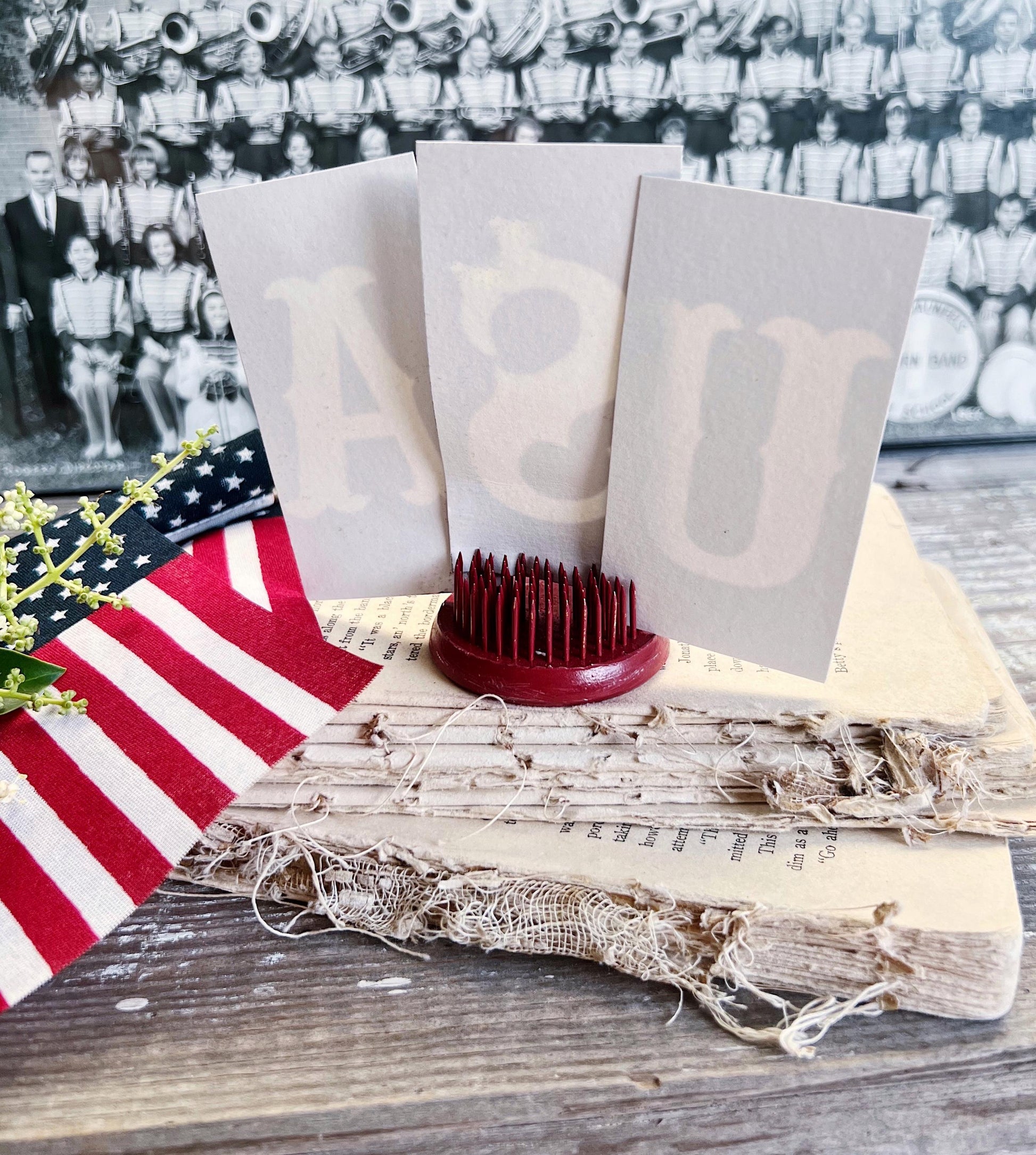 USA Letters BLACK Card Sign Set Farmhouse Decor Cardstock Vintage Style Church Gothic Patriotic Americana