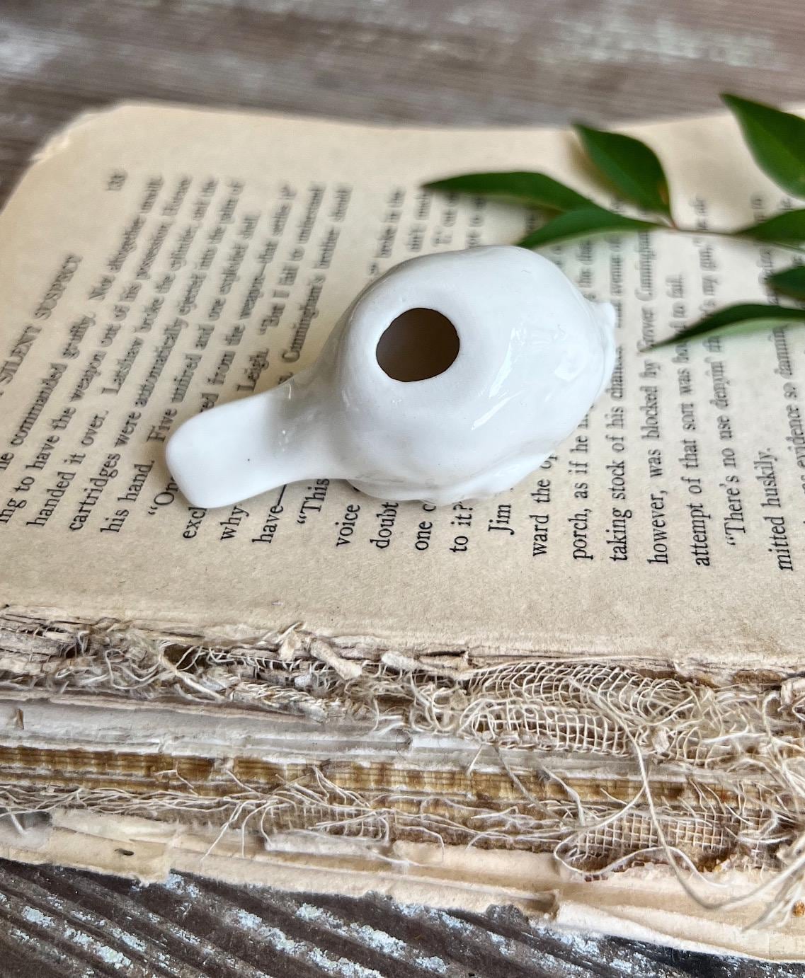 White Ironstone BIRD Figurine Farmhouse Decor Garden