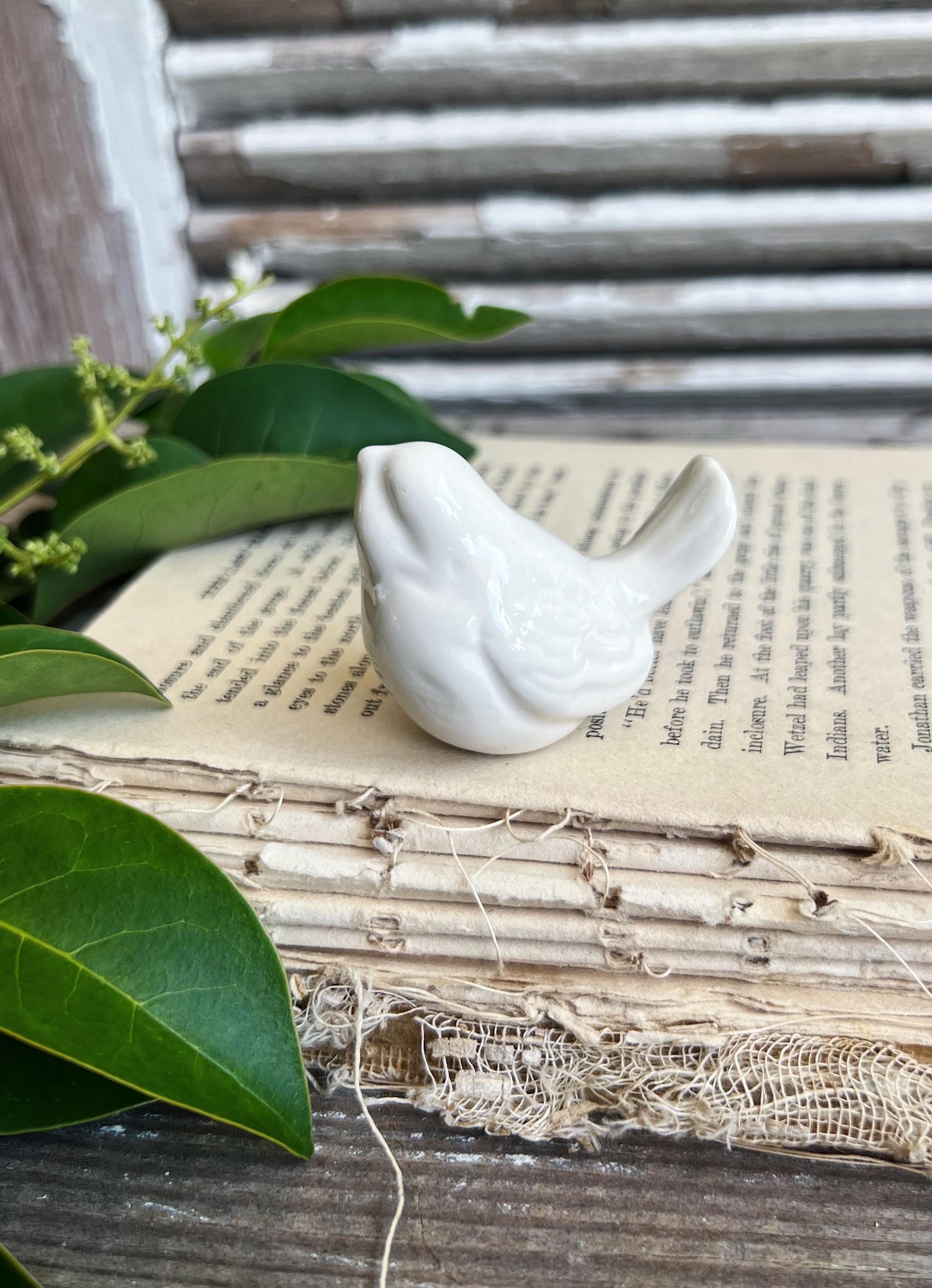 Vintage White Ironstone BIRD Figurine JAPAN Farmhouse Decor Garden