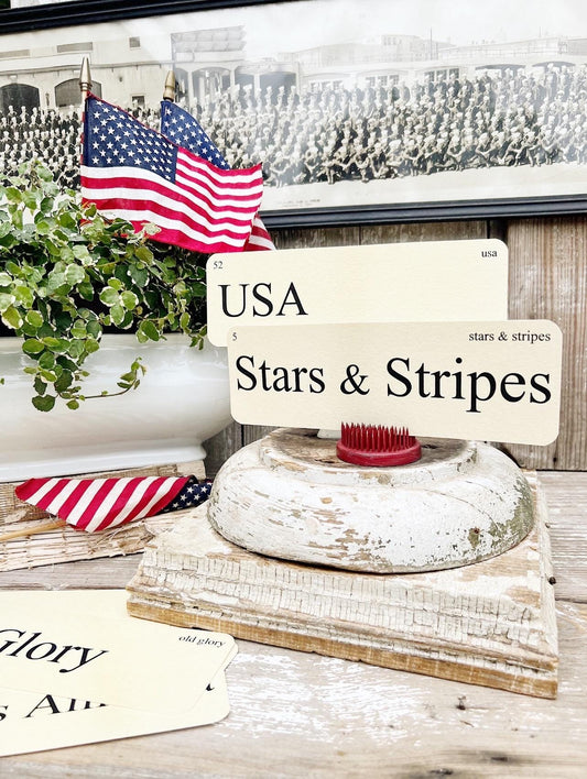 USA Flash Cards LARGE Vintage Inspired Word Flashcard SET Of 8 Americana Farmhouse Independence July 4th America Glory Nation