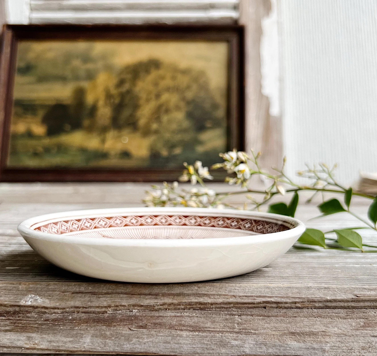 Antique Ironstone EAGLE Dish Plate Brown Transferware Farmhouse Decor