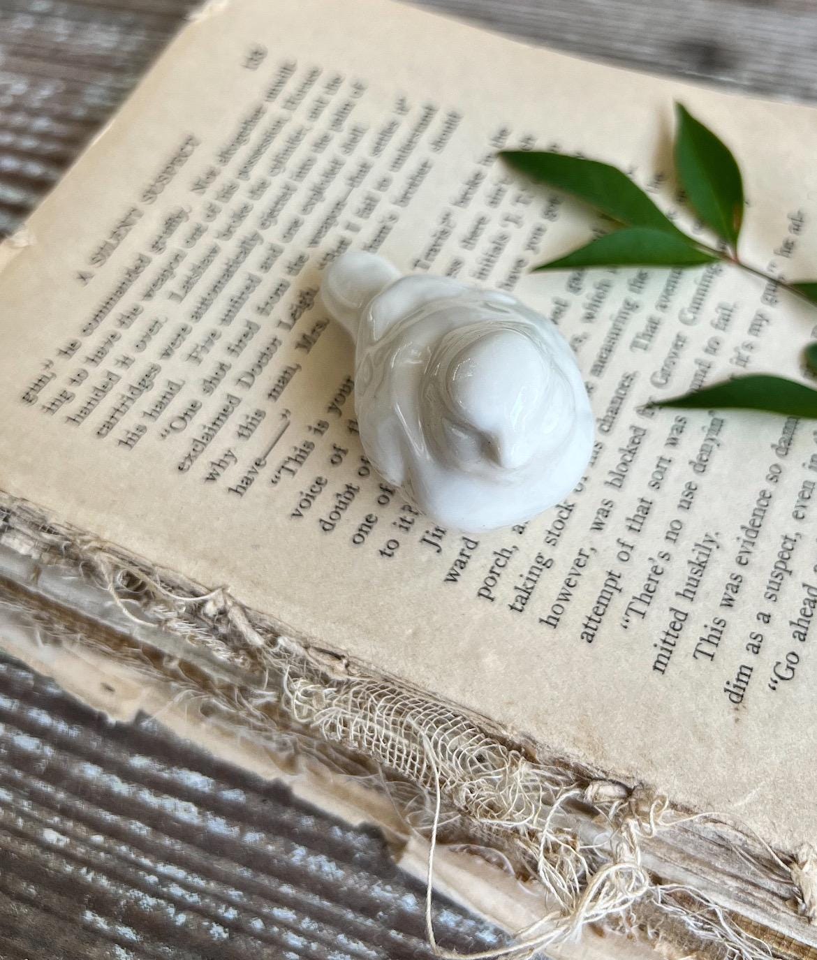 White Ironstone BIRD Figurine Farmhouse Decor Garden