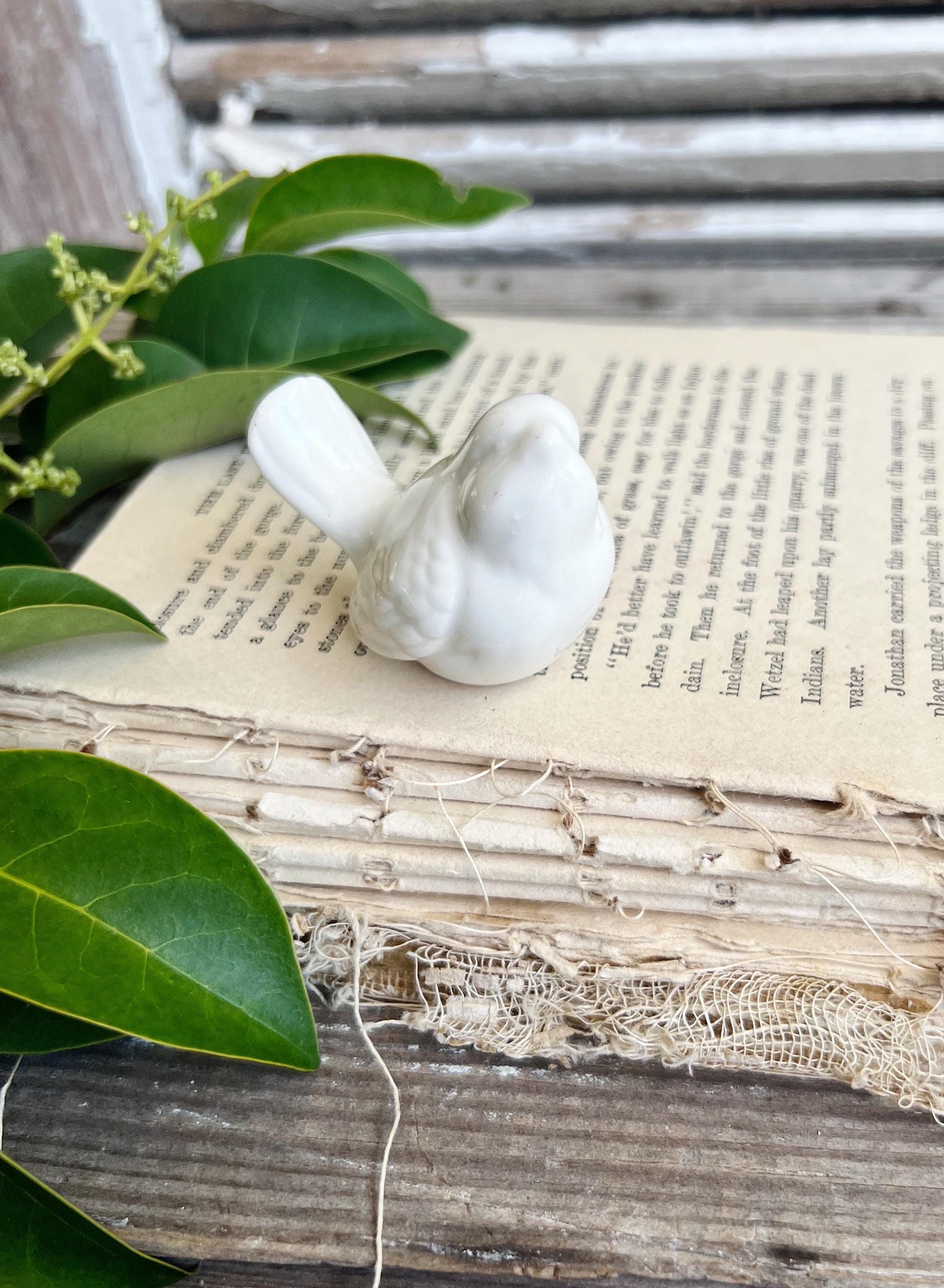 Vintage White Ironstone BIRD Figurine JAPAN Farmhouse Decor Garden