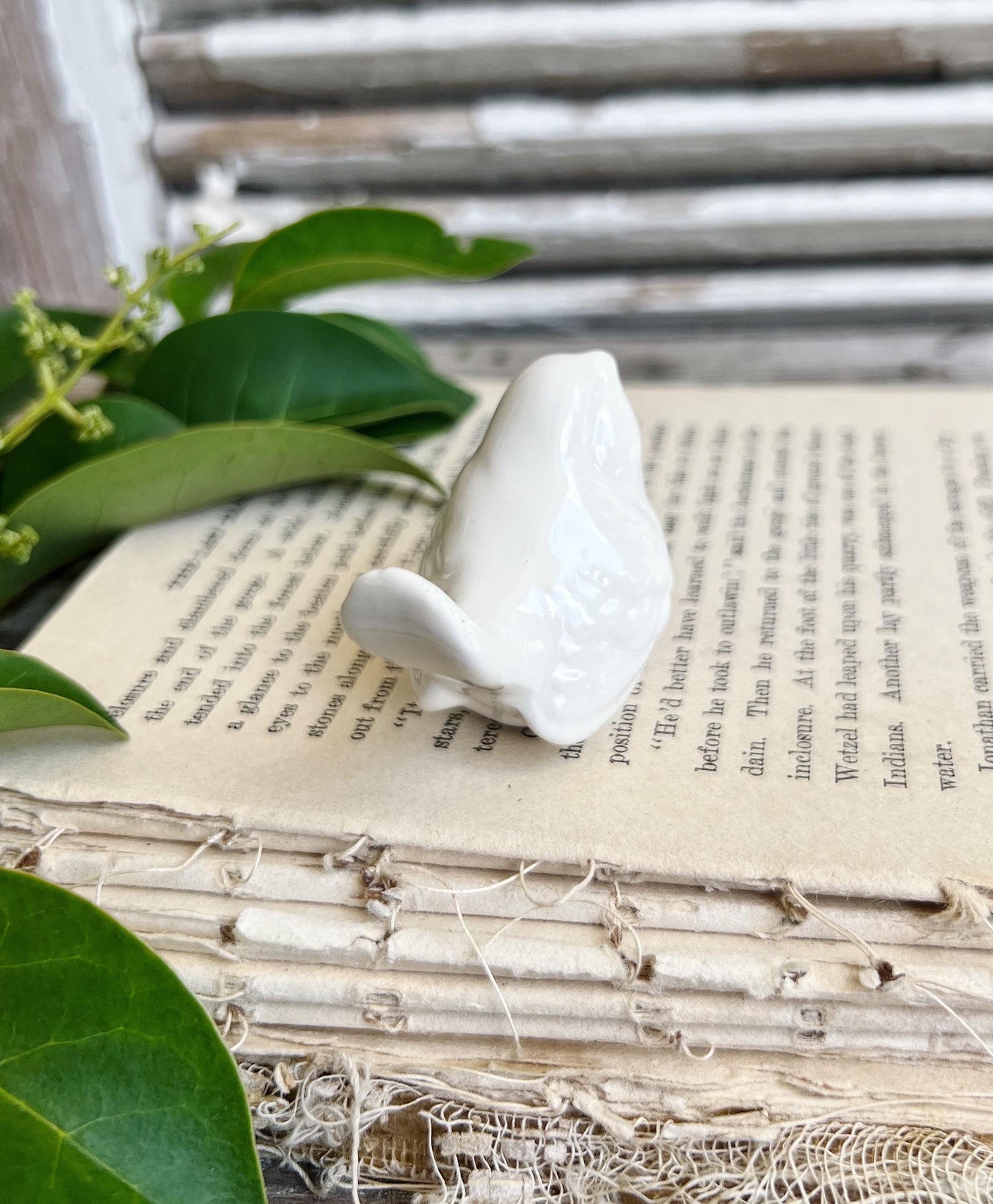 Vintage White Ironstone BIRD Figurine JAPAN Farmhouse Decor Garden