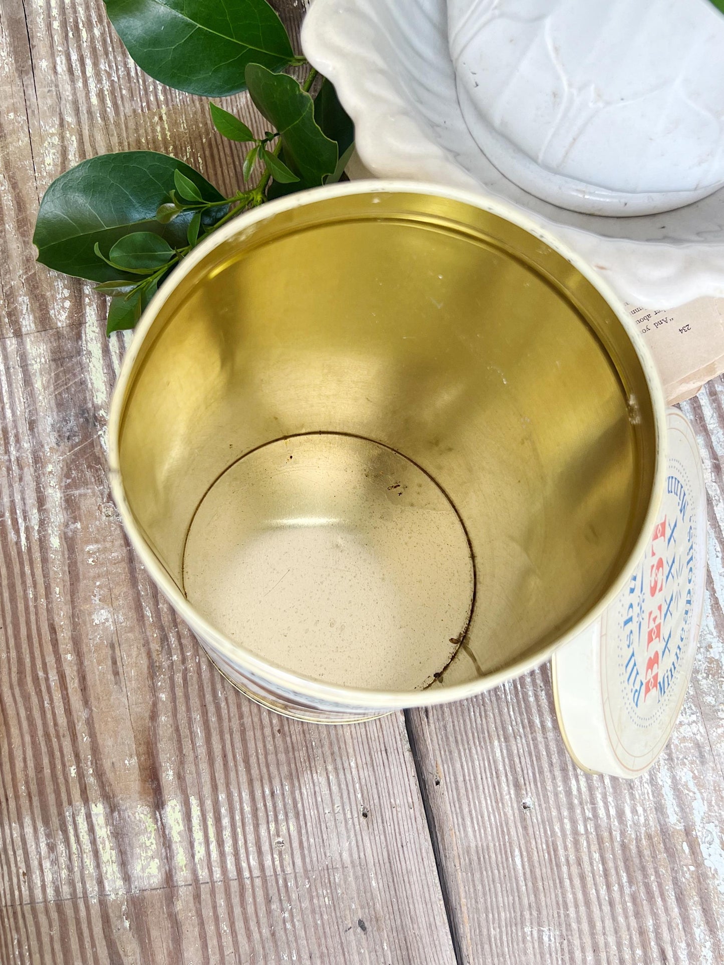 Vintage PILLSBURY EAGLE Can Tin Canister Farmhouse Decor Americana Decor