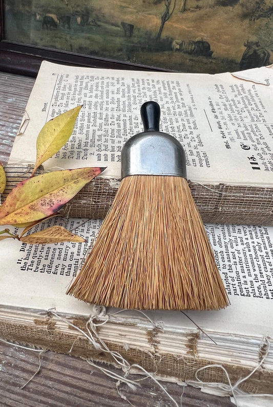 Antique Silver Whisk Crumb Broom Hand Straw Brush Farmhouse Decor Vintage Broom