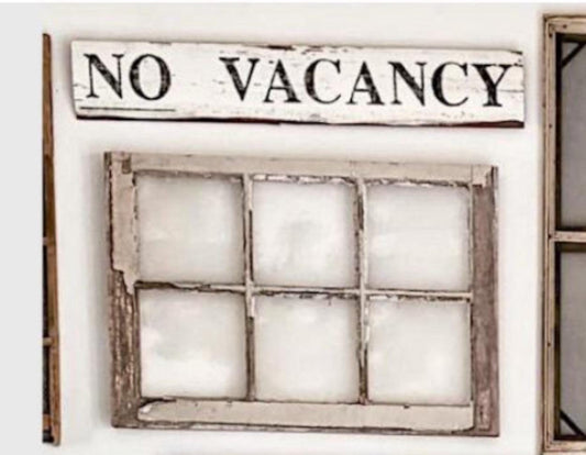 NO VACANCY Farmhouse Sign Painted Salvage Barn Wood Reclaimed Primitive White Chippy Black Paint Architectural Farmhouse Decor
