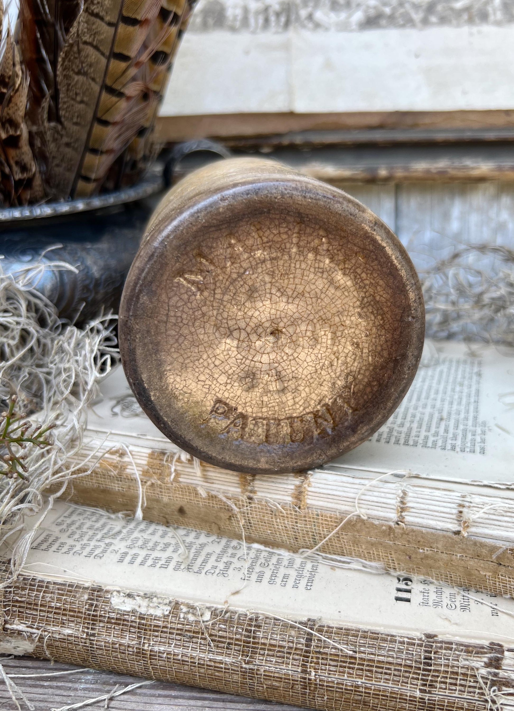 Antique Marmalade IRONSTONE Jar DUNDEE James Keiller Crock Rolled Rim 1 Pound 1862 MALING