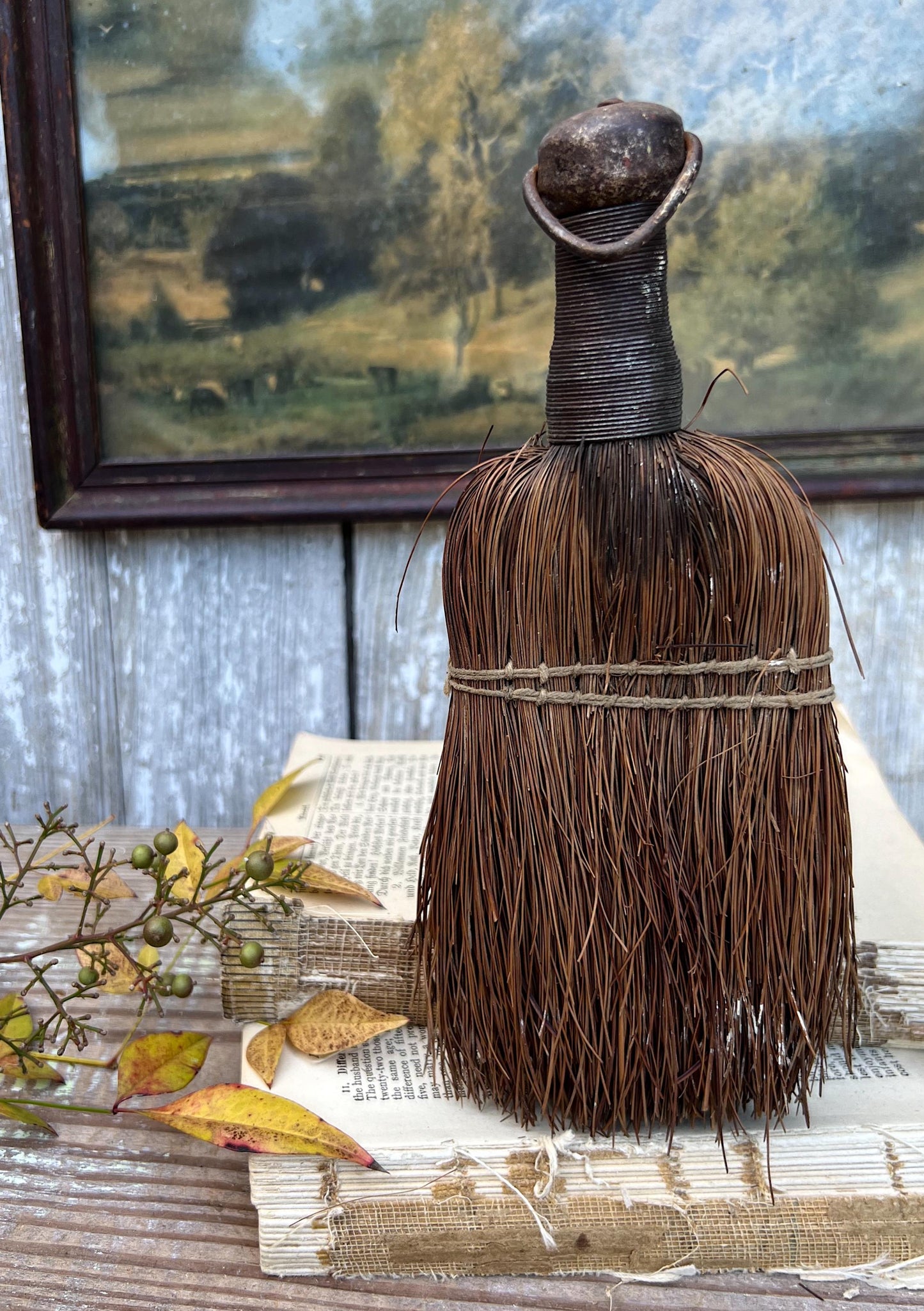 Antique Whisk Broom Hand Straw Brush Farmhouse Decor Primitive Decor