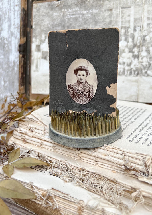 Vintage Floral Frog Large Antique Flower Spike Photo Display Farmhouse Decor Garden Industrial Salvage