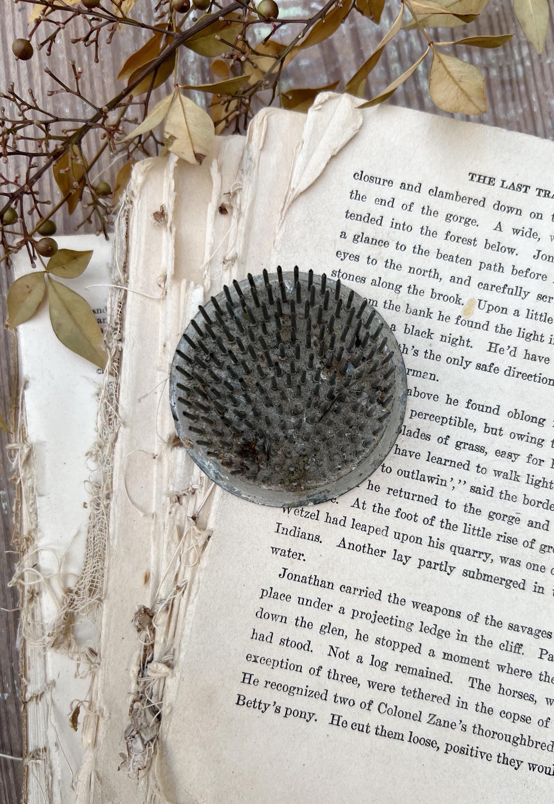 Vintage Floral Frog Large Antique Flower Spike Photo Display Farmhouse Decor Garden Industrial Salvage