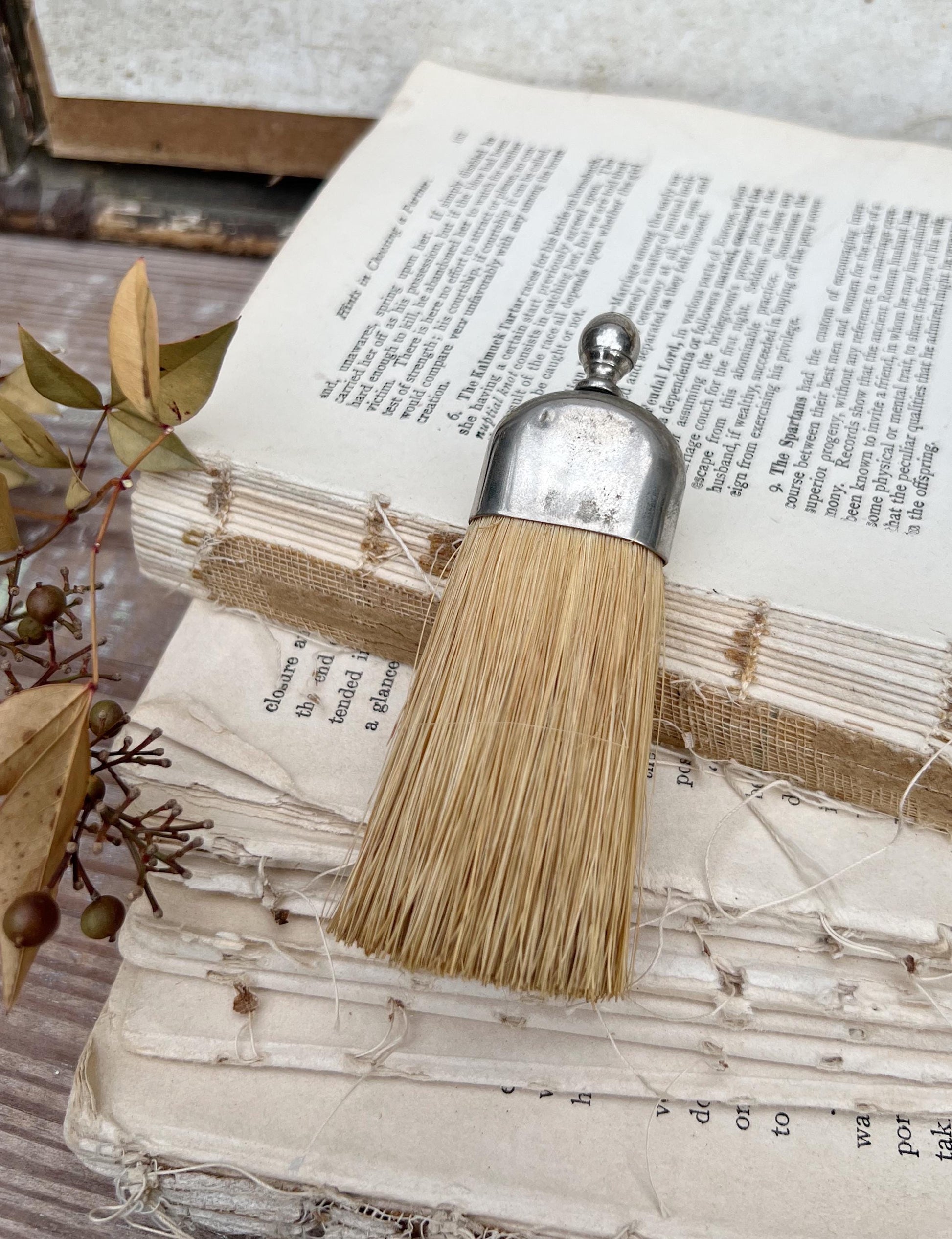 Antique Whisk Crumb Broom Hand Straw Brush SILVER Farmhouse Decor Vintage Broom