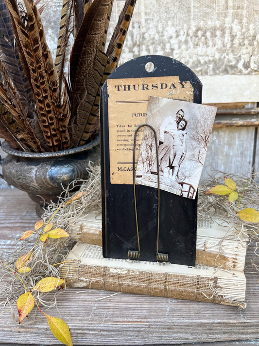 Antique McCaskey Register Clip Receipt Holder THURSDAY Industrial Metal Clipboard Farmhouse Decor Day of the Week