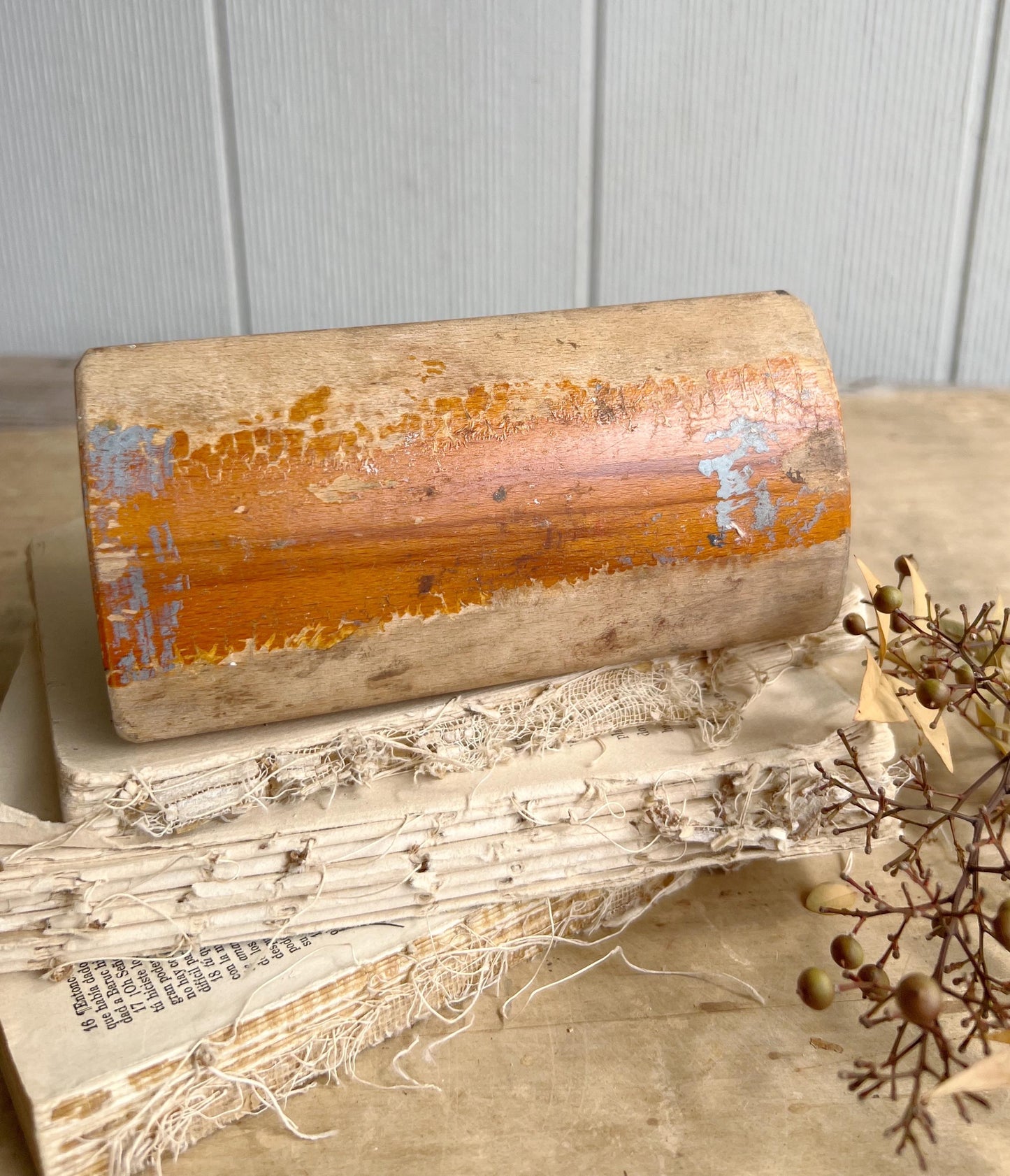 Vintage Brush Broom Wood Handle Farmhouse Decor Industrial Salvage