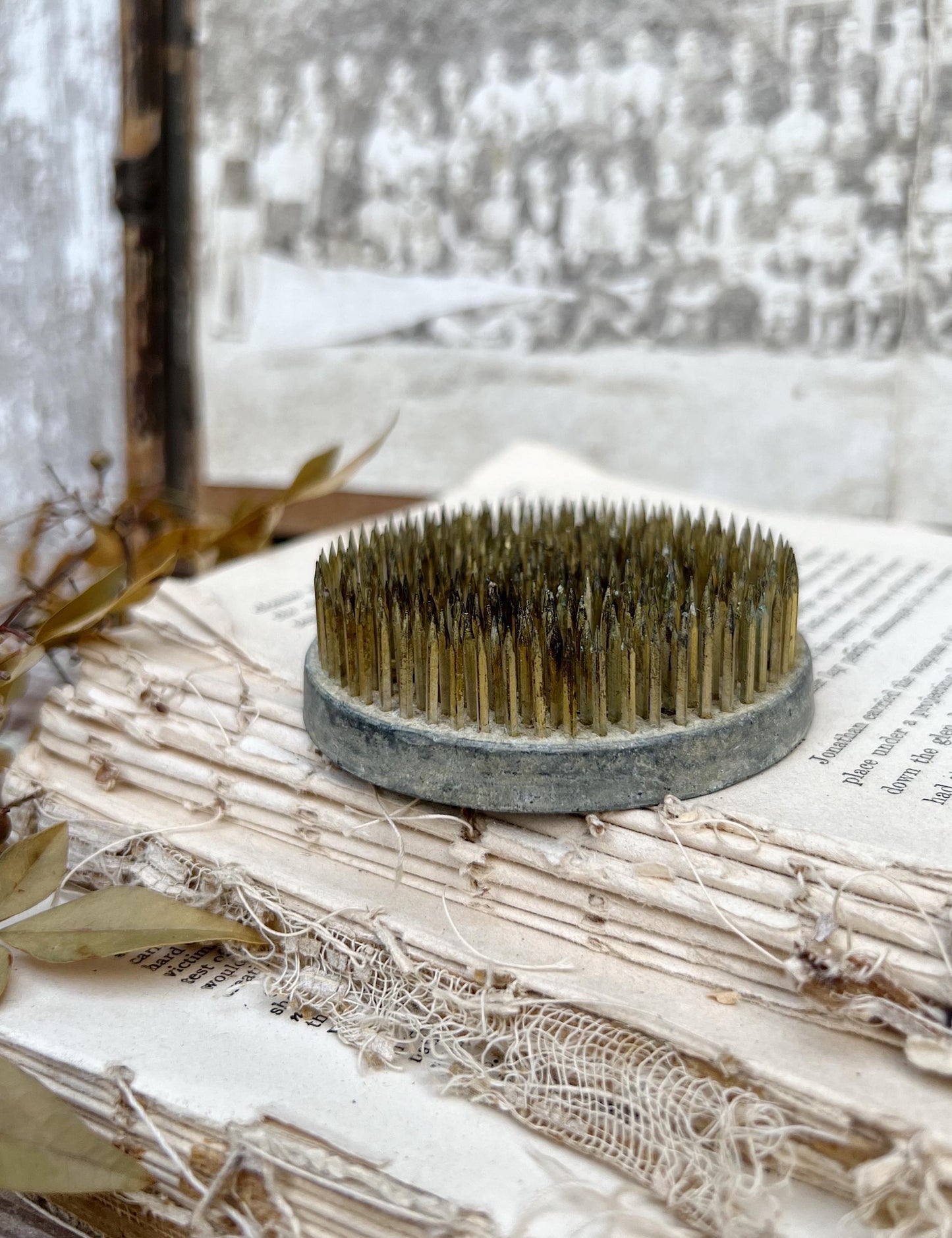 Vintage Floral Frog Large Antique Flower Spike Photo Display Farmhouse Decor Garden Industrial Salvage