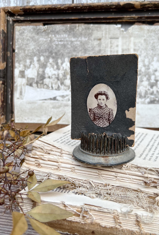 Vintage Floral Frog Large Antique Flower Spike Photo Display Farmhouse Decor Garden Industrial Salvage