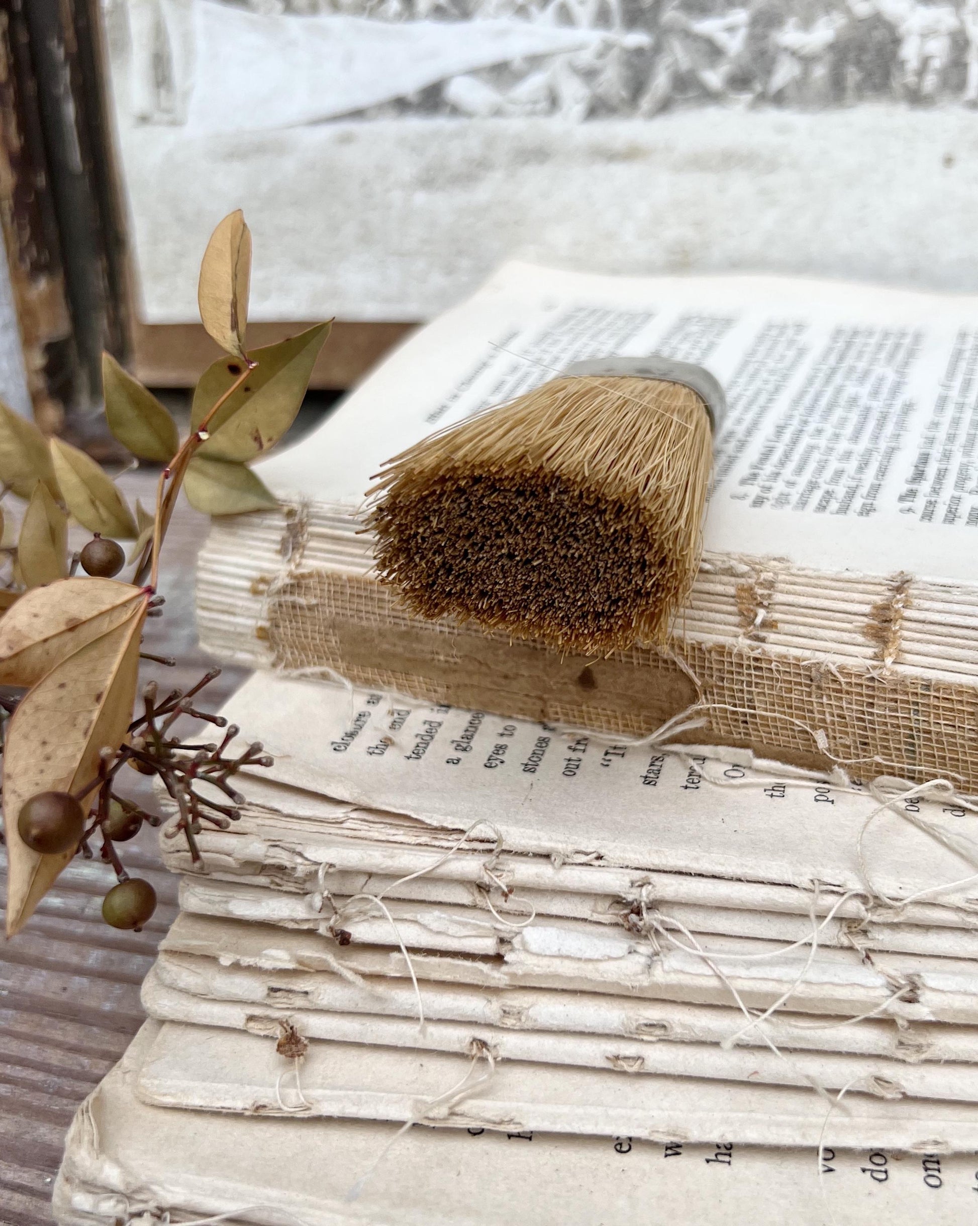 Antique Whisk Crumb Broom Hand Straw Brush SILVER Farmhouse Decor Vintage Broom