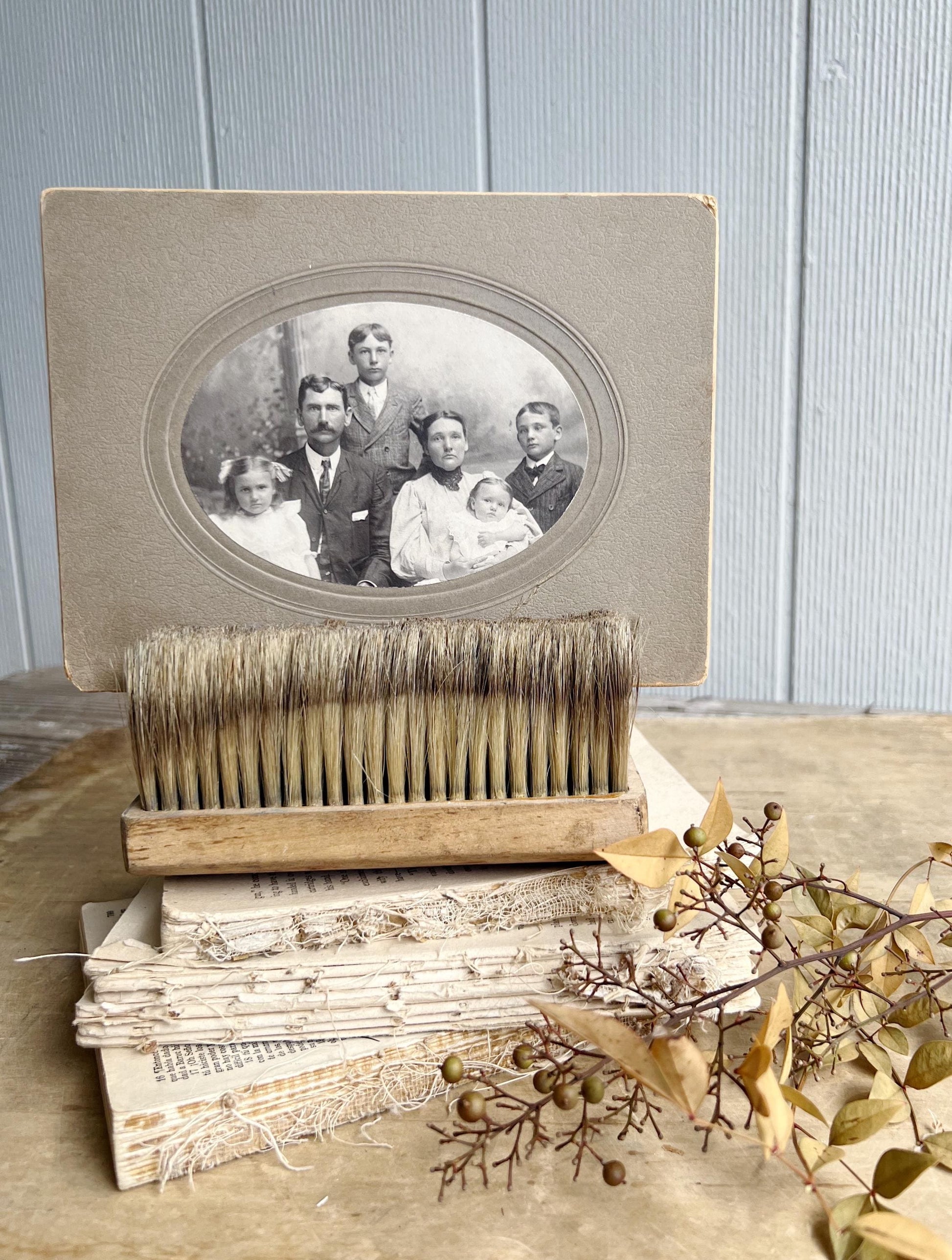 Vintage Brush Broom Wood Handle Farmhouse Decor Industrial Salvage