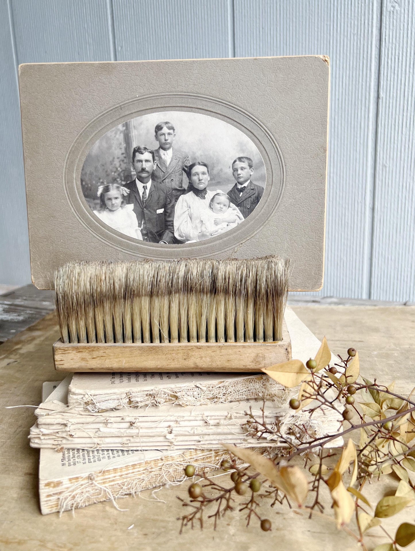 Vintage Brush Broom Wood Handle Farmhouse Decor Industrial Salvage