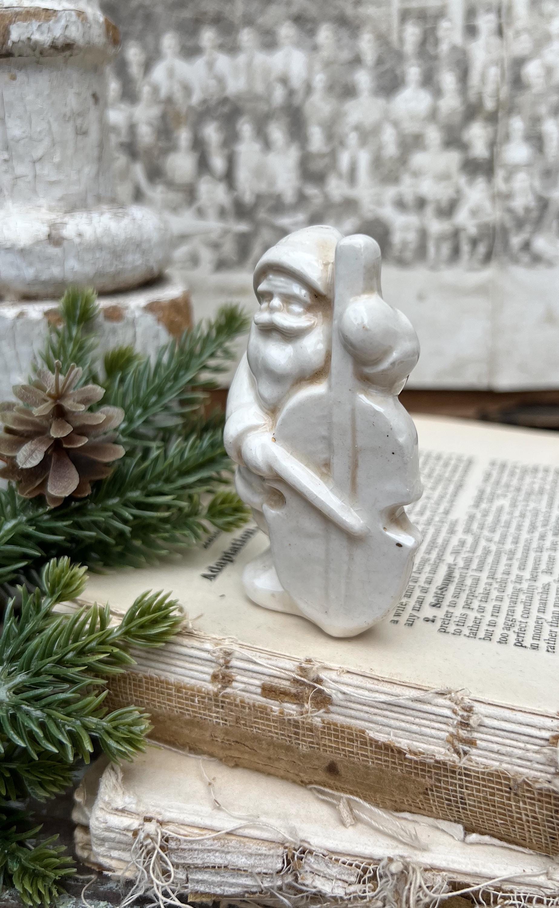 Vintage Ironstone Santa Claus Salt Shaker Creamy WHITE Farmhouse Christmas Decor BASE Stained Crazing
