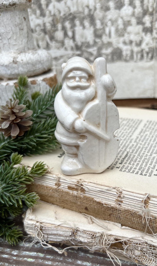 Vintage Ironstone Santa Claus Salt Shaker Creamy WHITE Farmhouse Christmas Decor BASE Stained Crazing