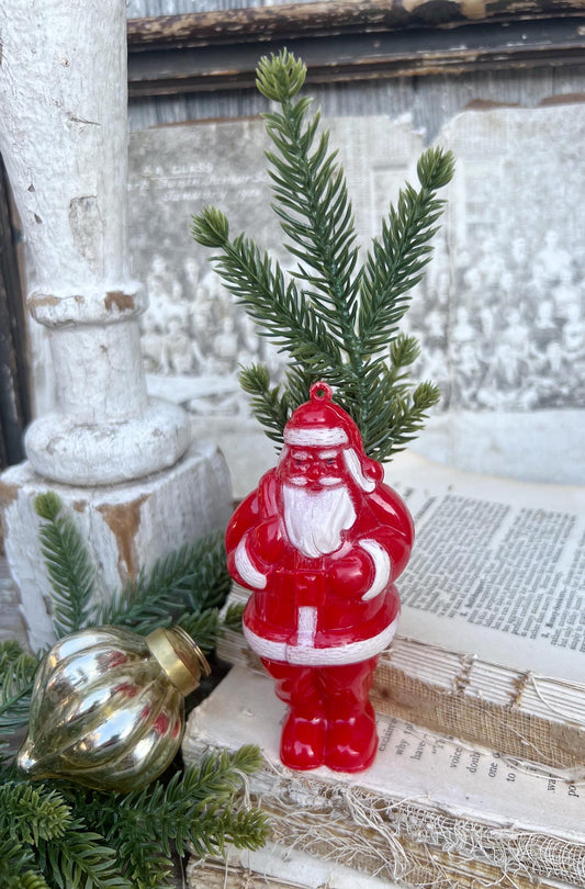 Vintage Santa Claus Candy Holder Dispenser Fillable Treat RED Farmhouse Christmas Retro Decor MCM Plastic