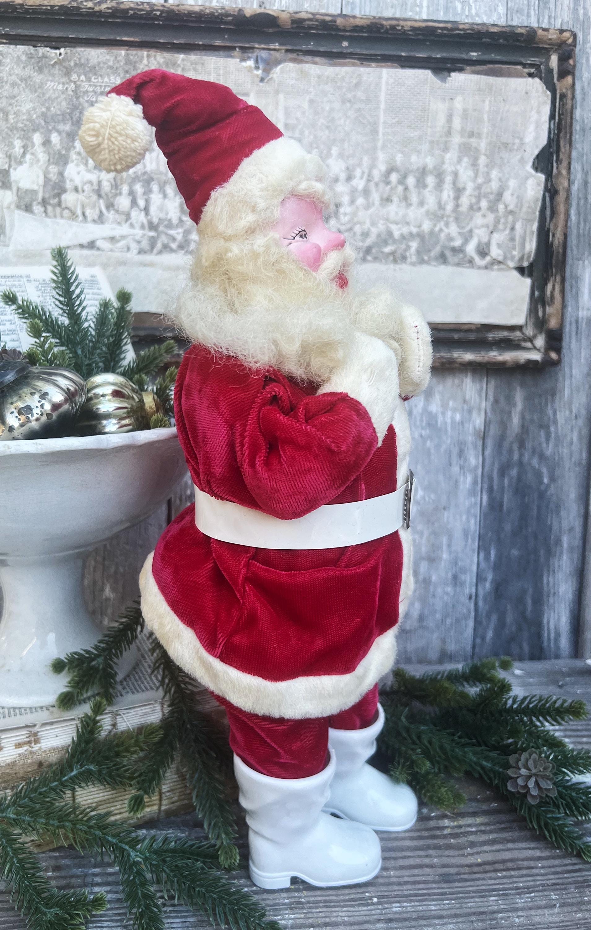 HUGE Antique RED Santa Claus Doll JAPAN Farmhouse Vintage Christmas Decoration Ornament Hand Painted Harold Gale