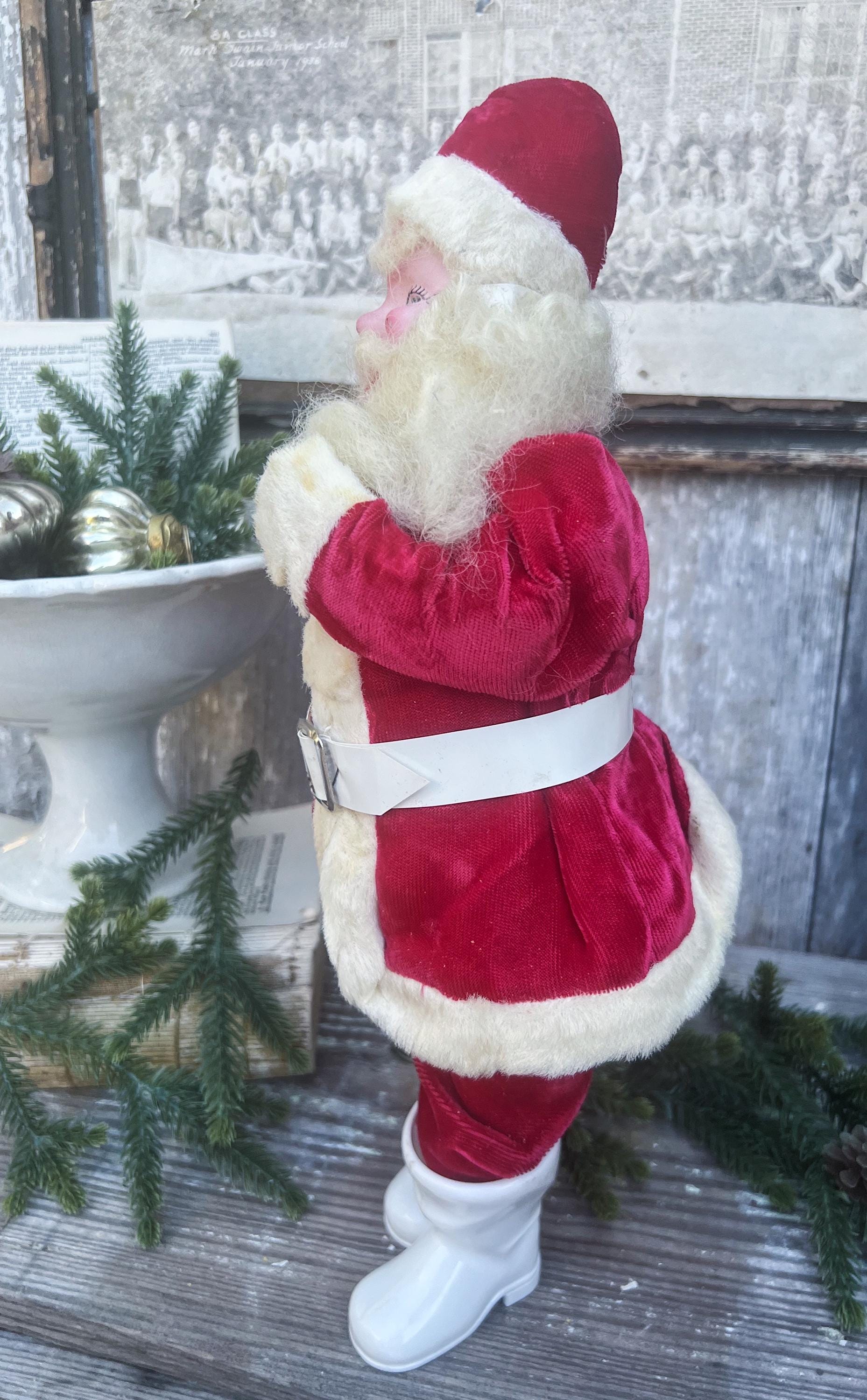 HUGE Antique RED Santa Claus Doll JAPAN Farmhouse Vintage Christmas Decoration Ornament Hand Painted Harold Gale